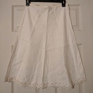 White linen A-line skirt